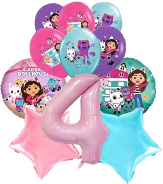 BALONY ZESTAW FOLIOWY KOCI DOMEK GABI 11szt