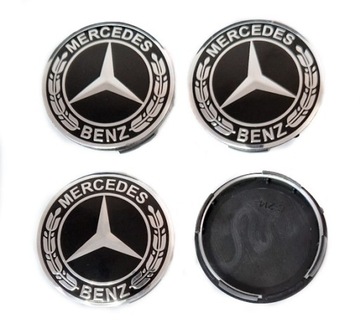 MERCEDES-BENZ DEKIELKI KAPSLE ZNACZKI LOGO DO ALUFELG 59mm/55mm