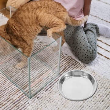 4 szt. Nierdzewne miski dla kotów wielofunkcyjne płytkie