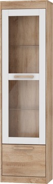 meble EMAX 43 witryna 1D sonoma jasna/biały połysk