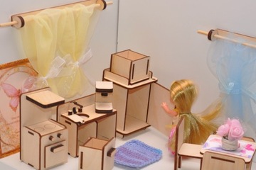 РАЗНОЦВЕТНАЯ ДЕРЕВЯННАЯ МЕБЕЛЬ ДЛЯ КУКОЛЬНЫХ ДОМИКОВ ОБОРУДОВАНИЕ ДЛЯ КУКОЛЬНЫХ ДОМИКОВ