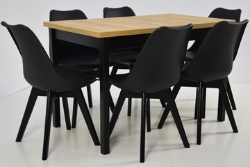 СКАНДИНАВСКИЙ РАЗДВИЖНОЙ СТОЛ, 6 стульев, С ПОДУШКОЙ