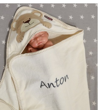 Чехол Мишка Бежевый 75х75 см ХЛОПОК + имя ВЫШИВКА