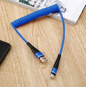 USB-КАБЕЛЬ ТИПА C, ВЫДВИЖНАЯ СПИРАЛЬНАЯ ПРУЖИНА, 1 М