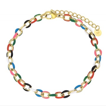 BRANSOLETKA ZŁOTA MULTICOLOR BELCHER STAL CHIRURGICZNA