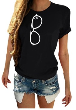 T-SHIRT KOSZULKA DAMSKA Z NADRUKIEM Okulary XXL