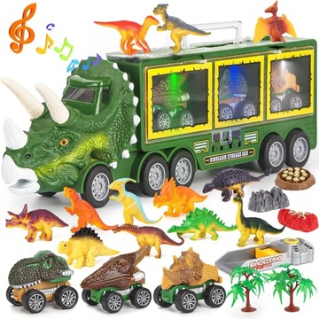 ZABAWKI DINOZAURY TRANSPORT SAMOCHODY CIĘŻAROWE
