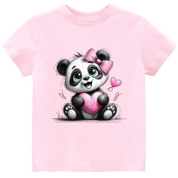 Koszulka T-shirt dziewczęcy Panda do przedszkola szkoły r. 116
