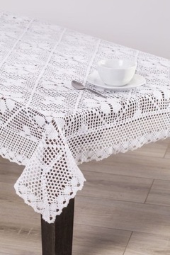 Obrus bawełniany szydełko 130x160 biały