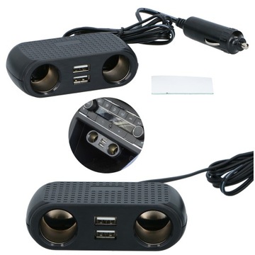 ROZDZIELACZ 2 gniazda zapalniczki + 2x USB