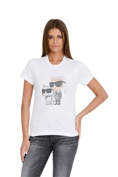KARL LAGERFELD Biały t-shirt Ikonik 2.0 S