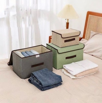 Вместительная коробка, контейнер для хранения на липучке, комплект из 2 шт., светло-коричневый.