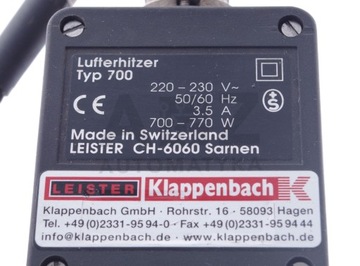 LEISTER LUFTERHITZER TYP 700 220–230 В, 50/60 Гц