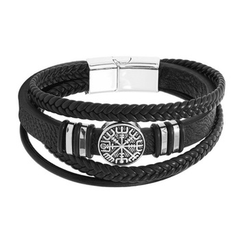 КОЖАНЫЙ БРАСЛЕТ МУЖСКОЙ, НЕРЖАВЕЮЩАЯ СТАЛЬ