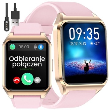 SMARTWATCH DAMSKI ZEGAREK +GRAWER ROZMOWY TERMOMETR MENU POLSKIE