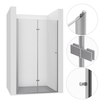 DRZWI PRYSZNICOWE WNĘKOWE SKŁADANE 100CM CHROM KABINA WALK-IN SZYBA ŚCIANKA