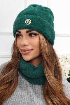 ЖЕНСКИЙ КОМПЛЕКТ ШАПКА-БИНИ ЮБКА ДЛЯ ГОЛЬФ-ТРУБА БОЛЬШОЙ ТЕПЛЫЙ КОМПЛЕКТ ЗИМА KOL