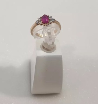 ZŁOTY PIERŚCIONEK Z RÓŻOWYM OCZKIEM 14CT/R.17/W.2,87G