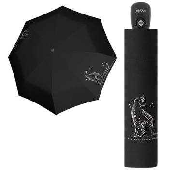 Doppler parasol automatyczny, składany, parasolka czarny KOT Kotek