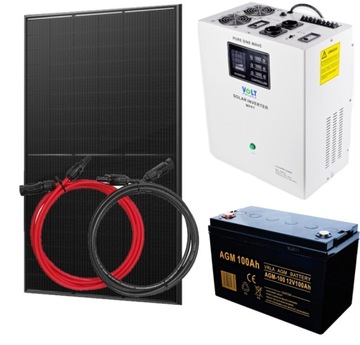 ZESTAW SOLARNY 230V 2200W 12V PANEL 415W 1 X AKU 100AH 12V SOLAR