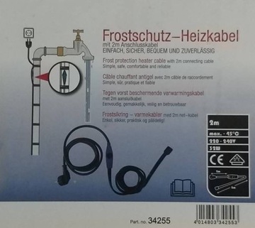 Kabel grzewczy przewód grzejny 2m z termostatem