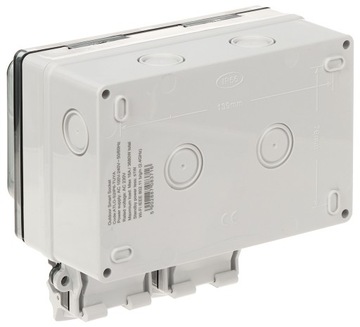 ИНТЕЛЛЕКТУАЛЬНАЯ РОЗЕТКА 230 В WI-FI ДВОЙНАЯ НАВЕРХНОСТНАЯ НАРУЖНАЯ ГЕРМЕТИЧНАЯ