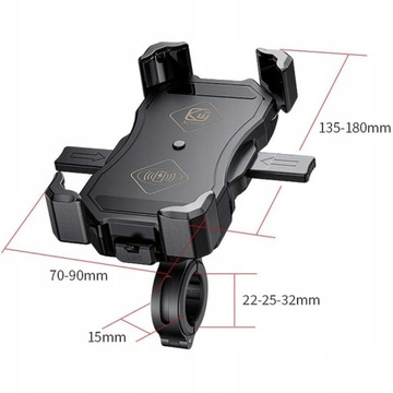 Uchwyt motocyklowy Kewig z ładowarką indukcyjną QI 15W, na telefon na rower