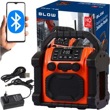 RADIO BUDOWLANE FM 20W RMS BLUETOOTH 5.1 POWERBANK USB-C AUX LED IP55