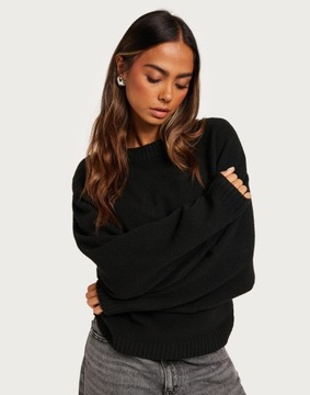 NELLY CZARNY LUŻNY SWETER E7W NG5__S