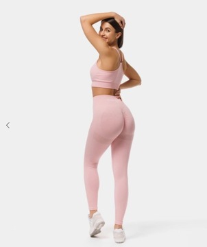 LEGGINSY BEZSZWOWE FITNESS JASNY RÓŻ SPORTOWE - M