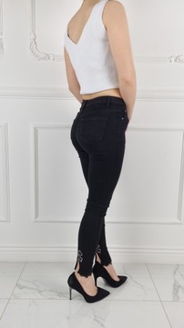 DAMSKIE SPODNIE WYSZCZUPLAJĄCE Jeans kokarda BLACK