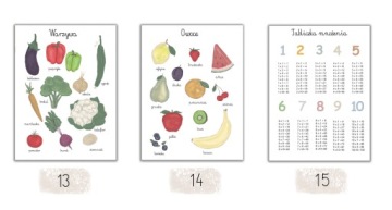 3 обучающих плаката с алфавитом, числами месяцев, цифрами Монтессори, A3