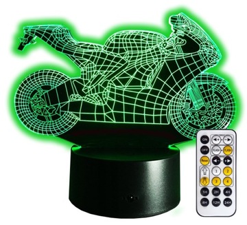 Lampka 3D LED MOTOR MOTOCYKL USB + PILOT