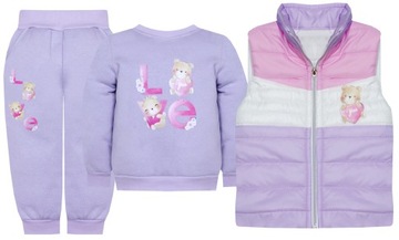 3830 OCIEPLONY ZESTAW KAMIZELKA BLUZA SPODNIE 104