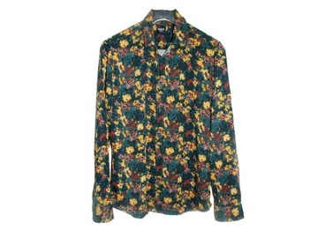 turkus koszula męska kwiaty vintage botanic slim boho M