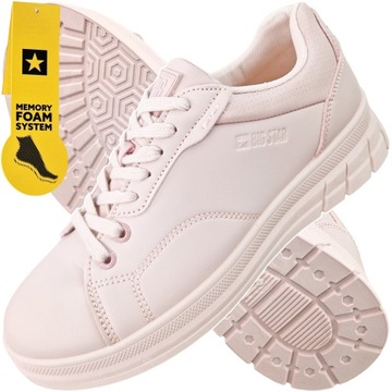 Buty Damskie Big Star Wygodne Sportowe trampki Różowe sneakersy NN274461 39