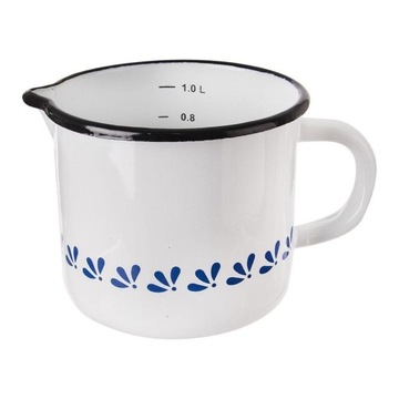 Kubek z miarką garnek emaliowany retro 12 cm 1,2L