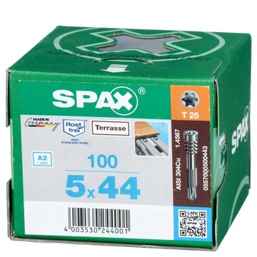 Wkręty tarasowe SPAX 5x44 do aluminium 100 szt