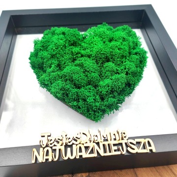 Украшение МОХОВОЕ СЕРДЦЕ с хроботеком из мха + любой текст ДЕНЬ ВАЛЕНТИНА