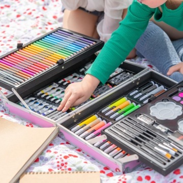 НАБОР ДЛЯ РИСОВАНИЯ ДЛЯ ДЕТЕЙ ЦЕНЦИЛИ РУЧКИ ДЛЯ КРАСОК ПАСТЕЛЬ ЧЕМОДАН
