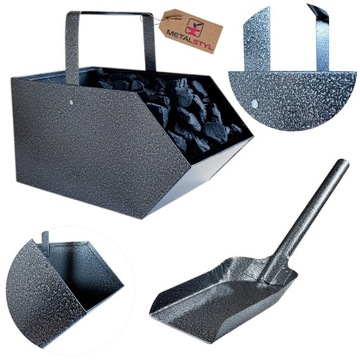 Węglarka pojemnik na drewno węgiel popiół łopatka do węgla zestaw