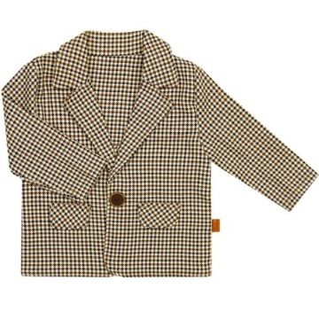 Elegancka marynarka chrzest 56/62 pepitka brązowa