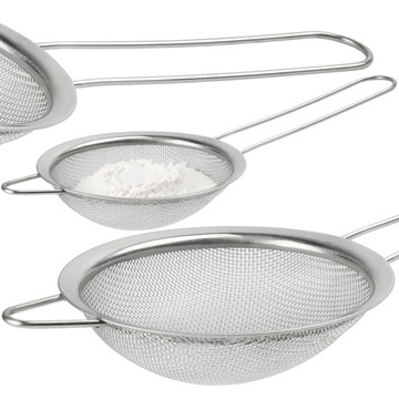 SITKO PRZESIEWACZ MĄKI KUCHENNE NIERDZEWNE 24 CM Z UCHWYTEM