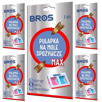 5x BROS PUŁAPKA LEP ŚRODEK MOLE SPOŻYWCZE MAX 2w1