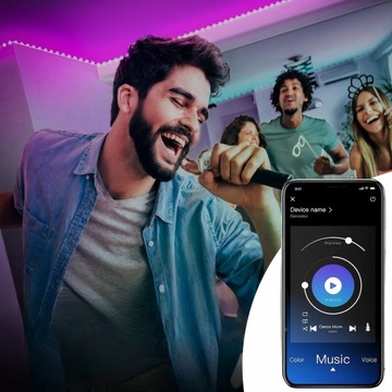 TAŚMA LED RGB KOLOROWA 15M BLUETOOTH STEROWANIE MUZYKĄ APLIKACJA PILOT