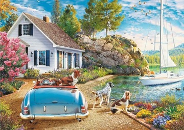 PUZZLE 2000 EL WAKACYJNA PRZYSTAŃ PSY DOM JEZIORO