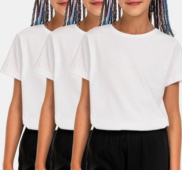 DZIEWCZĘCA KOSZULKA T-SHIRT WF 3-PAK biała 152