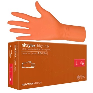 Rękawice Rękawiczki Nitrylowe Odporne Mocne Nitrylex HIGH RISK 100 sztuk L