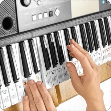 НАКЛЕЙКИ-НОТЫ для обучения игре на клавиатуре, буквенном фортепиано, ЦВЕТОВАЯ ДИАПАЗОНИЯ для клавиш