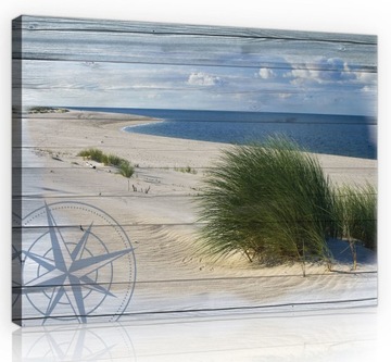 OBRAZ NA PŁÓTNIE CANVAS 100x75 PLAŻA MORZE DESKI